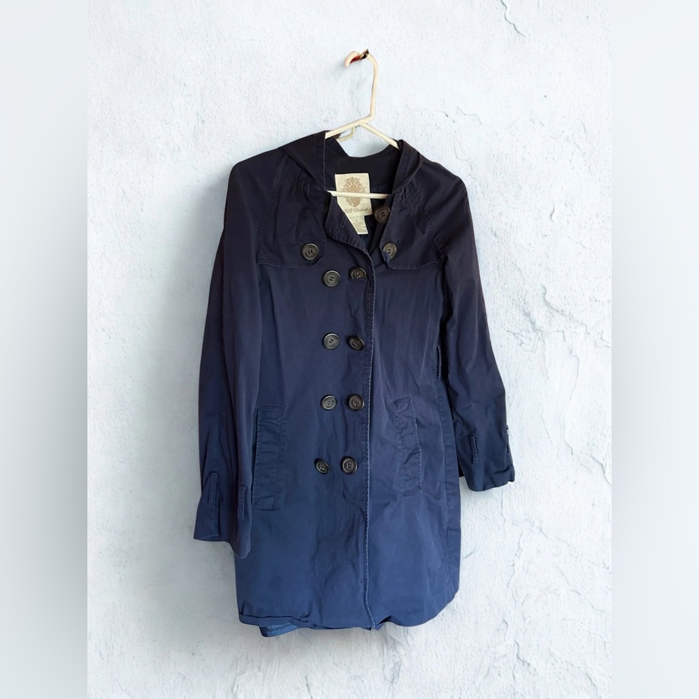 BB Dakota Navy Double-Breasted Trench Coat 98% Cotton